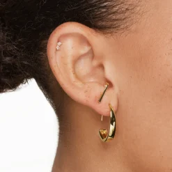 New Plain Suspender Half Stud Earrings in Gold 18k Fine Gold Plated | Earrings