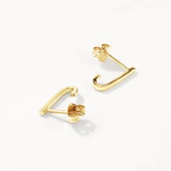 New Plain Suspender Half Stud Earrings in Gold 18k Fine Gold Plated | Earrings