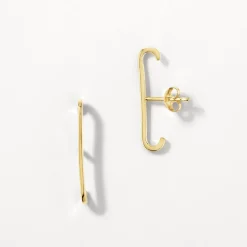 Hot Plain Suspender Stud Earrings in Gold 18k Fine Gold Plated | Earrings