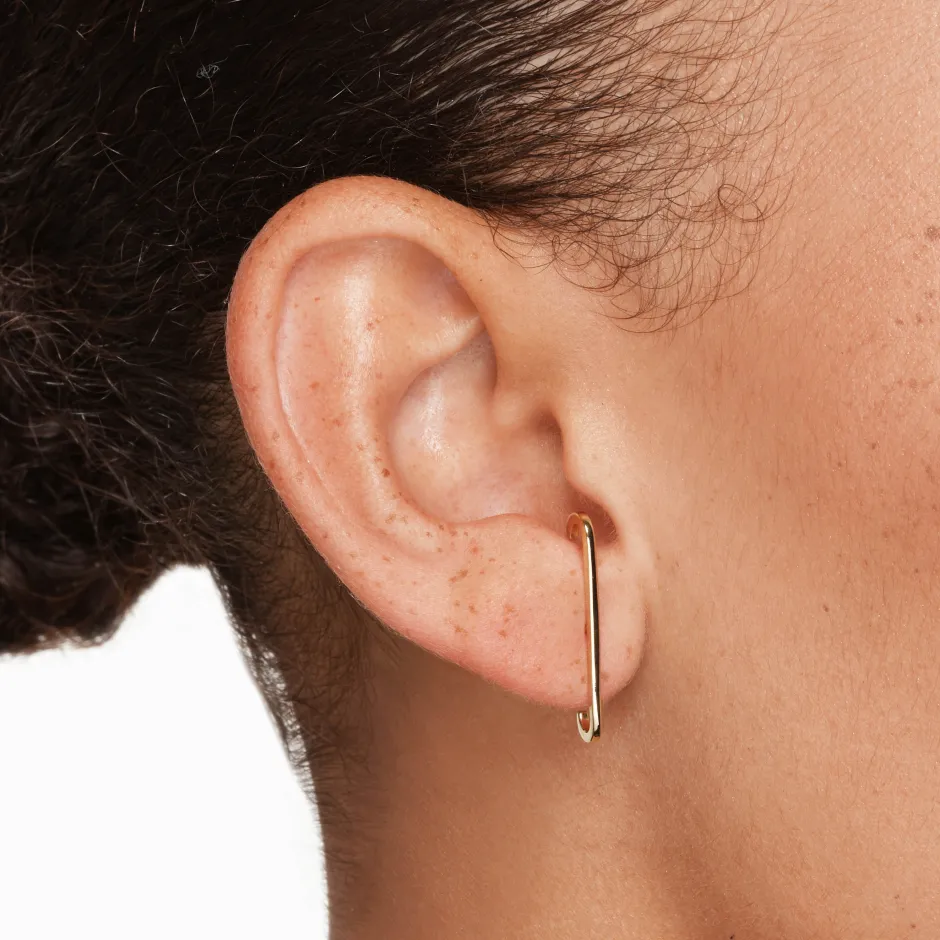 Hot Plain Suspender Stud Earrings in Gold 18k Fine Gold Plated | Earrings