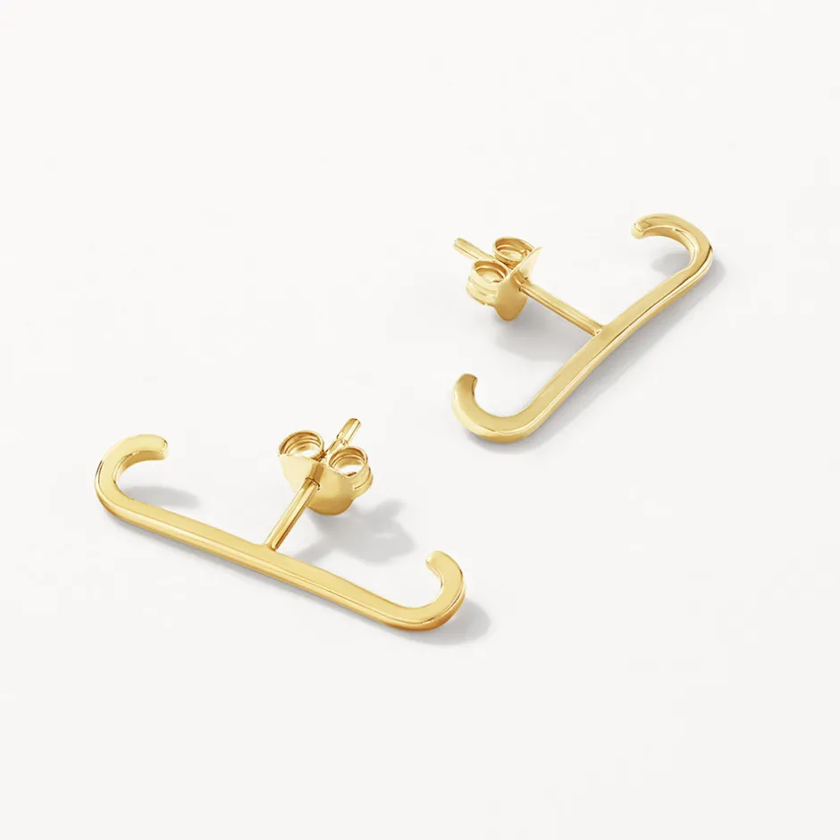Hot Plain Suspender Stud Earrings in Gold 18k Fine Gold Plated | Earrings