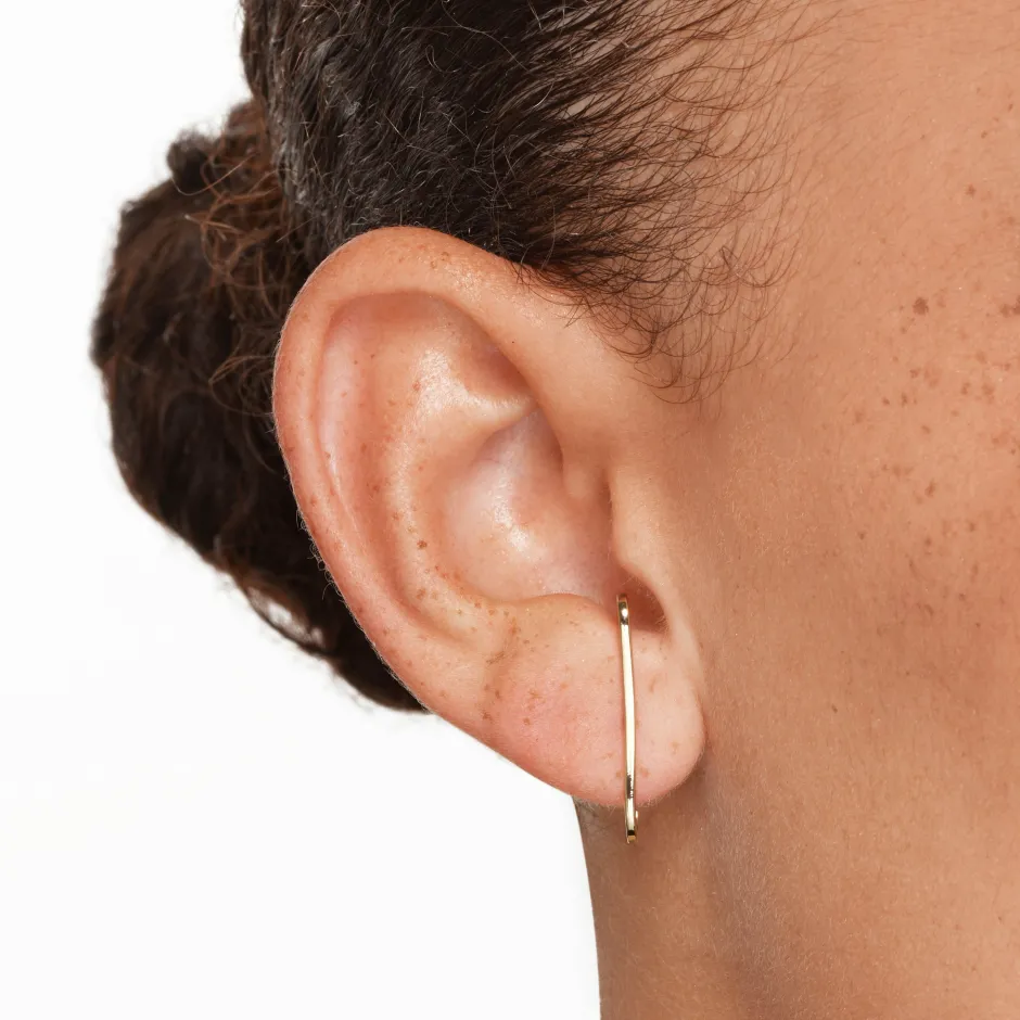 Hot Plain Suspender Stud Earrings in Gold 18k Fine Gold Plated | Earrings