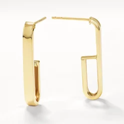 Clearance Plain U Shape Paperclip Hoop Stud Earrings in 10k Gold 10k Gold | Earrings