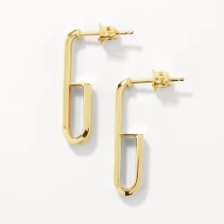 Clearance Plain U Shape Paperclip Hoop Stud Earrings in 10k Gold 10k Gold | Earrings