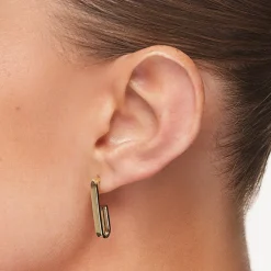 Clearance Plain U Shape Paperclip Hoop Stud Earrings in 10k Gold 10k Gold | Earrings