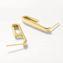 Clearance Plain U Shape Paperclip Hoop Stud Earrings in 10k Gold 10k Gold | Earrings
