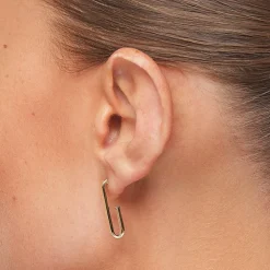 Clearance Plain U Shape Paperclip Hoop Stud Earrings in 10k Gold 10k Gold | Earrings