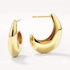 Clearance Puff Dome Hoop Stud Earrings in Gold 18k Fine Gold Plated | Earrings