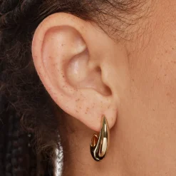Clearance Puff Dome Hoop Stud Earrings in Gold 18k Fine Gold Plated | Earrings