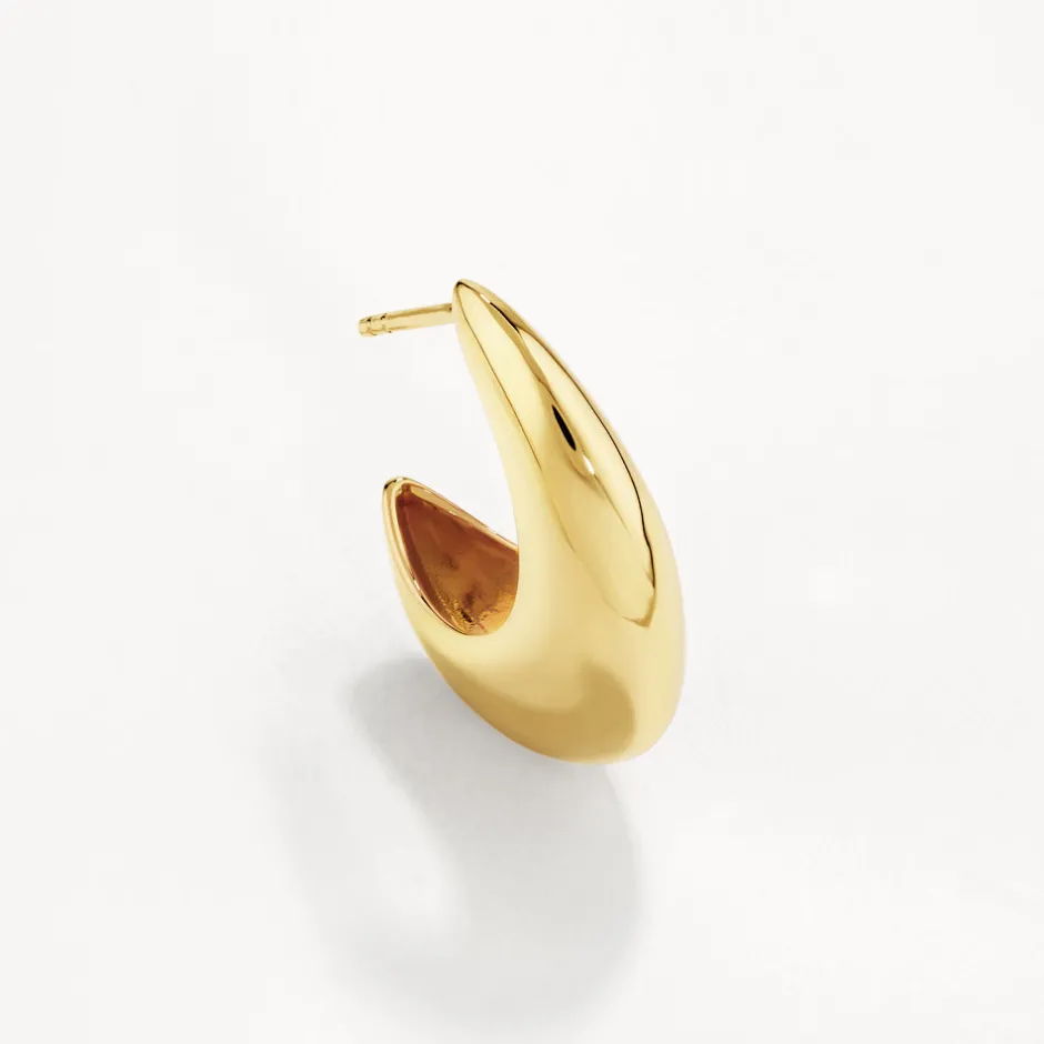 Clearance Puff Dome Hoop Stud Earrings in Gold 18k Fine Gold Plated | Earrings