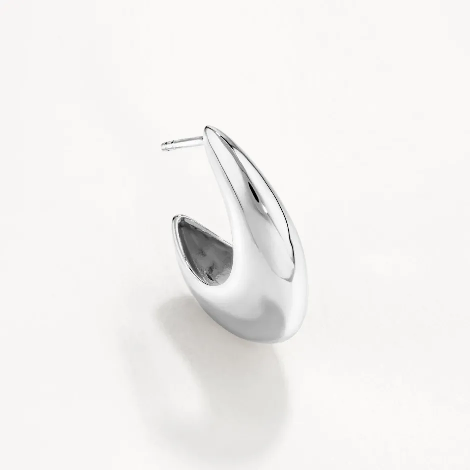 Best Puff Dome Hoop Stud Earrings in Silver Under $150 | 925 Sterling Silver