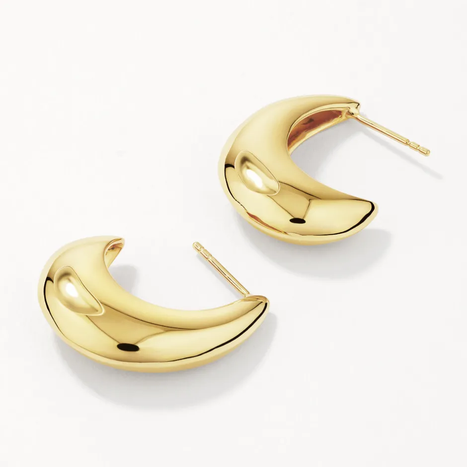 Clearance Puff Dome Hoop Stud Earrings in Gold 18k Fine Gold Plated | Earrings
