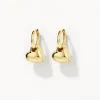 Sale Puff Heart Drop Huggie Earrings in Gold Symbolic Jewellery | 18k Fine Gold Plated