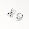 Sale Puff Heart Drop Huggie Earrings in Silver Symbolic Jewellery | 925 Sterling Silver