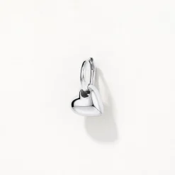 Sale Puff Heart Drop Huggie Earrings in Silver Symbolic Jewellery | 925 Sterling Silver