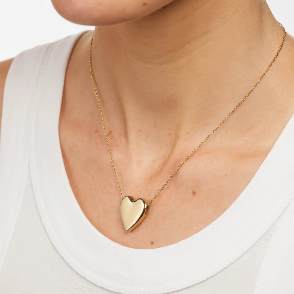 Fashion Puff Heart Necklace in Gold Symbolic Jewellery | 18k Fine Gold Plated