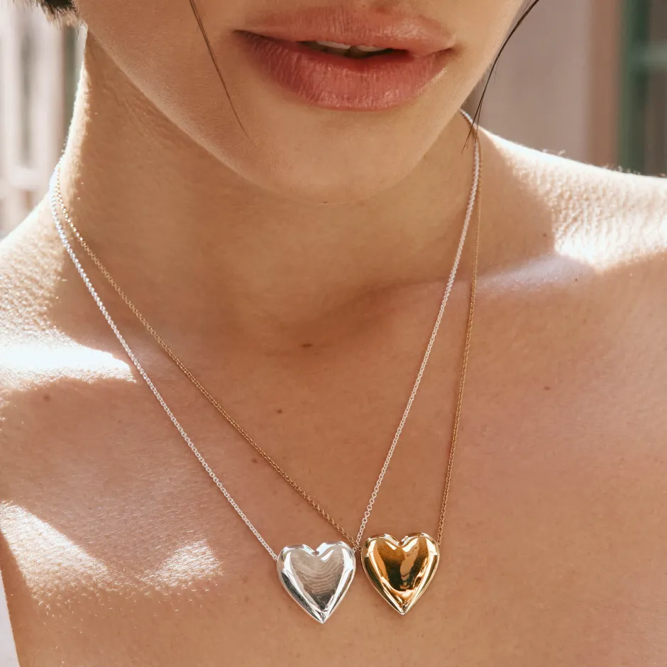 Fashion Puff Heart Necklace in Gold Symbolic Jewellery | 18k Fine Gold Plated
