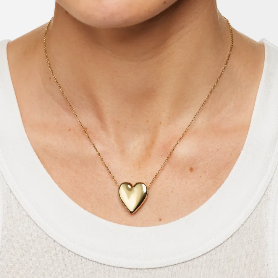 Fashion Puff Heart Necklace in Gold Symbolic Jewellery | 18k Fine Gold Plated