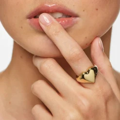 Clearance Puff Heart Ring in Gold Symbolic Jewellery | 18k Fine Gold Plated