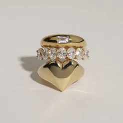 Clearance Puff Heart Ring in Gold Symbolic Jewellery | 18k Fine Gold Plated