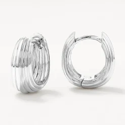 New Ribbed Dome Huggie Earrings in Silver Under $150 | 925 Sterling Silver