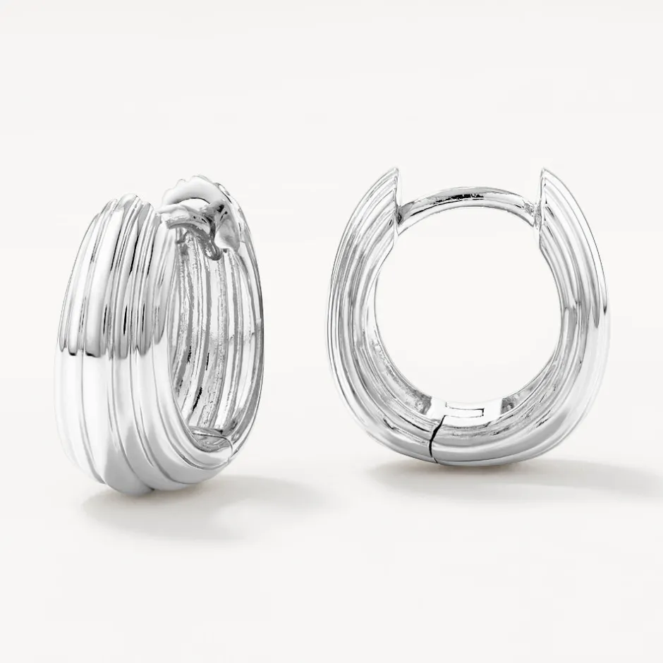 New Ribbed Dome Huggie Earrings in Silver Under $150 | 925 Sterling Silver