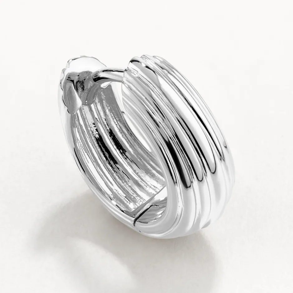 New Ribbed Dome Huggie Earrings in Silver Under $150 | 925 Sterling Silver