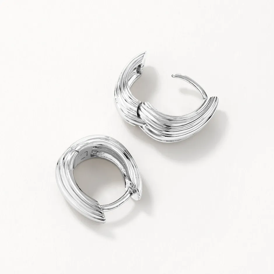 New Ribbed Dome Huggie Earrings in Silver Under $150 | 925 Sterling Silver
