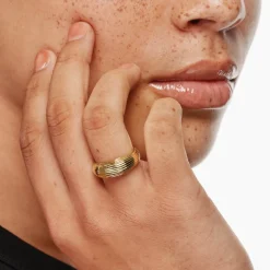 Sale Ribbed Dome Ring in Gold Under $150 | 18k Fine Gold Plated