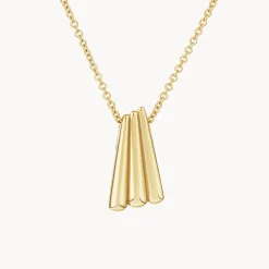 Outlet Ribbed Fan Pendant Necklace in Gold 18k Fine Gold Plated | Necklaces & Pendants