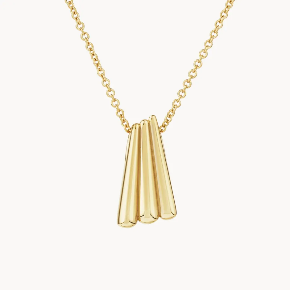 Outlet Ribbed Fan Pendant Necklace in Gold 18k Fine Gold Plated | Necklaces & Pendants