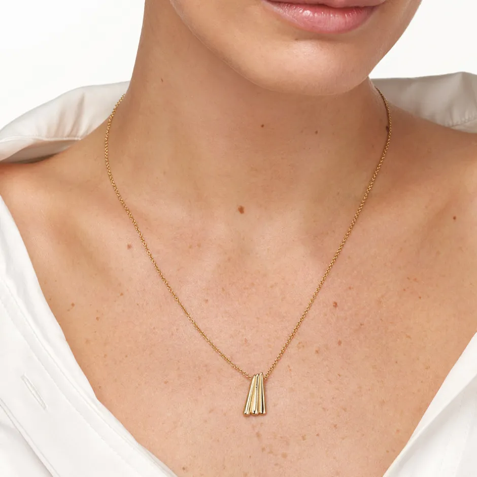 Outlet Ribbed Fan Pendant Necklace in Gold 18k Fine Gold Plated | Necklaces & Pendants