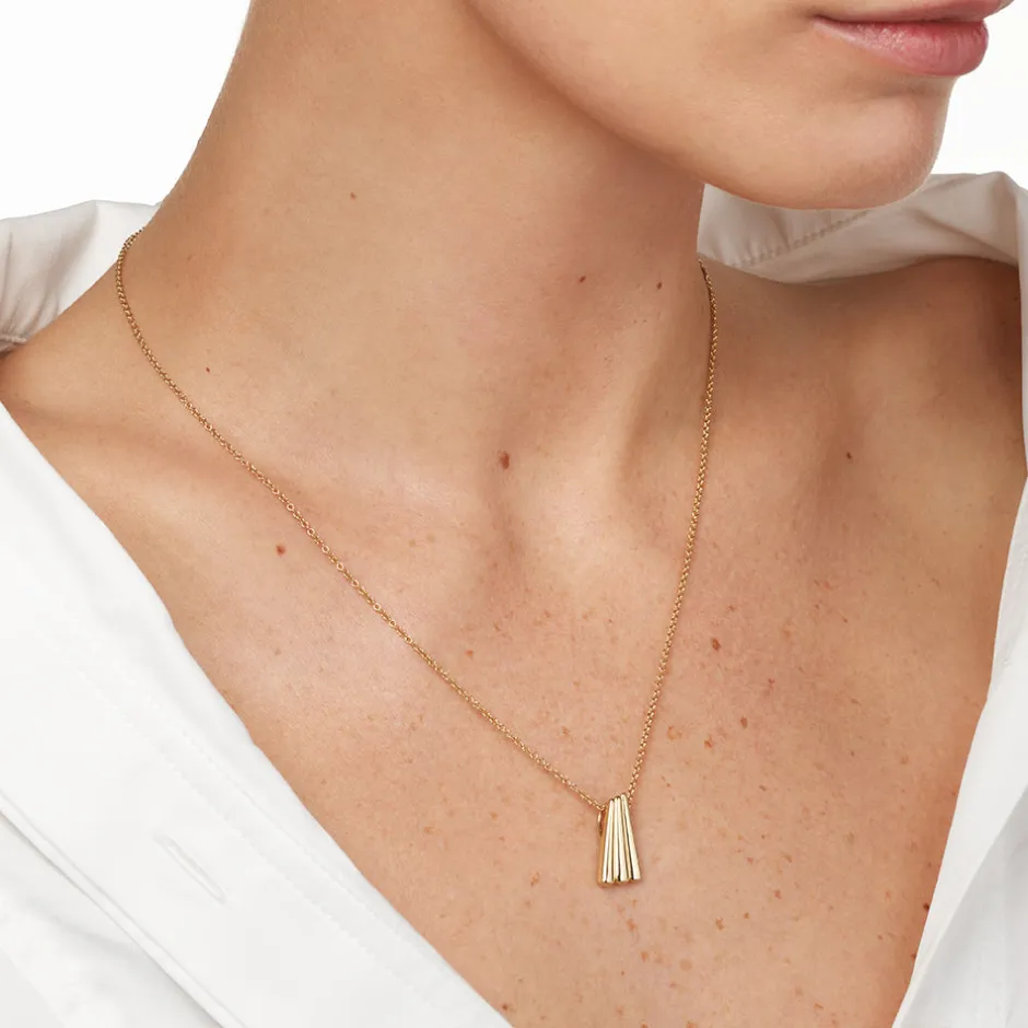 Outlet Ribbed Fan Pendant Necklace in Gold 18k Fine Gold Plated | Necklaces & Pendants