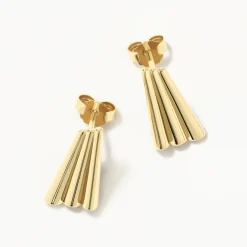 Discount Ribbed Fan Stud Earrings in Gold 18k Fine Gold Plated | Earrings