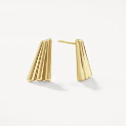 Discount Ribbed Fan Stud Earrings in Gold 18k Fine Gold Plated | Earrings