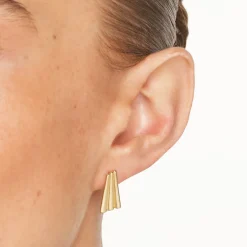 Discount Ribbed Fan Stud Earrings in Gold 18k Fine Gold Plated | Earrings
