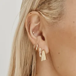 Discount Ribbed Fan Stud Earrings in Gold 18k Fine Gold Plated | Earrings