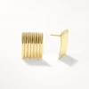 Sale Ribbed Square Stud Earrings in Gold 18k Fine Gold Plated | Earrings
