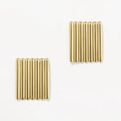 Sale Ribbed Square Stud Earrings in Gold 18k Fine Gold Plated | Earrings