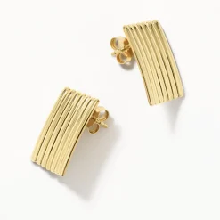 Sale Ribbed Square Stud Earrings in Gold 18k Fine Gold Plated | Earrings