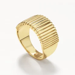 Best Ribbed Tapered Barrel Ring in Gold 18k Fine Gold Plated | Rings