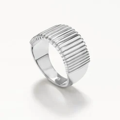 Sale Ribbed Tapered Barrel Ring in Silver 925 Sterling Silver | Rings