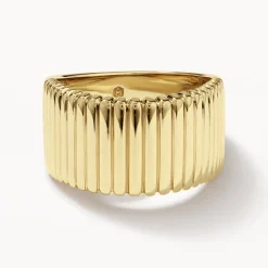 Best Ribbed Tapered Barrel Ring in Gold 18k Fine Gold Plated | Rings