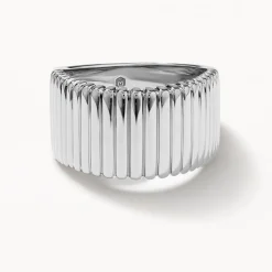Sale Ribbed Tapered Barrel Ring in Silver 925 Sterling Silver | Rings