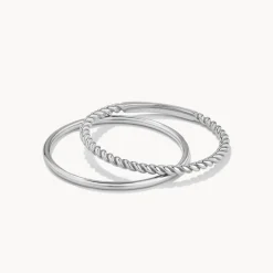 Clearance Rope Stacker Ring Set in Silver 925 Sterling Silver