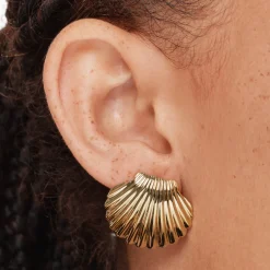 Outlet Shell Stud Earrings in Gold 18k Fine Gold Plated | Earrings