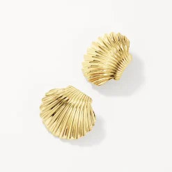 Outlet Shell Stud Earrings in Gold 18k Fine Gold Plated | Earrings