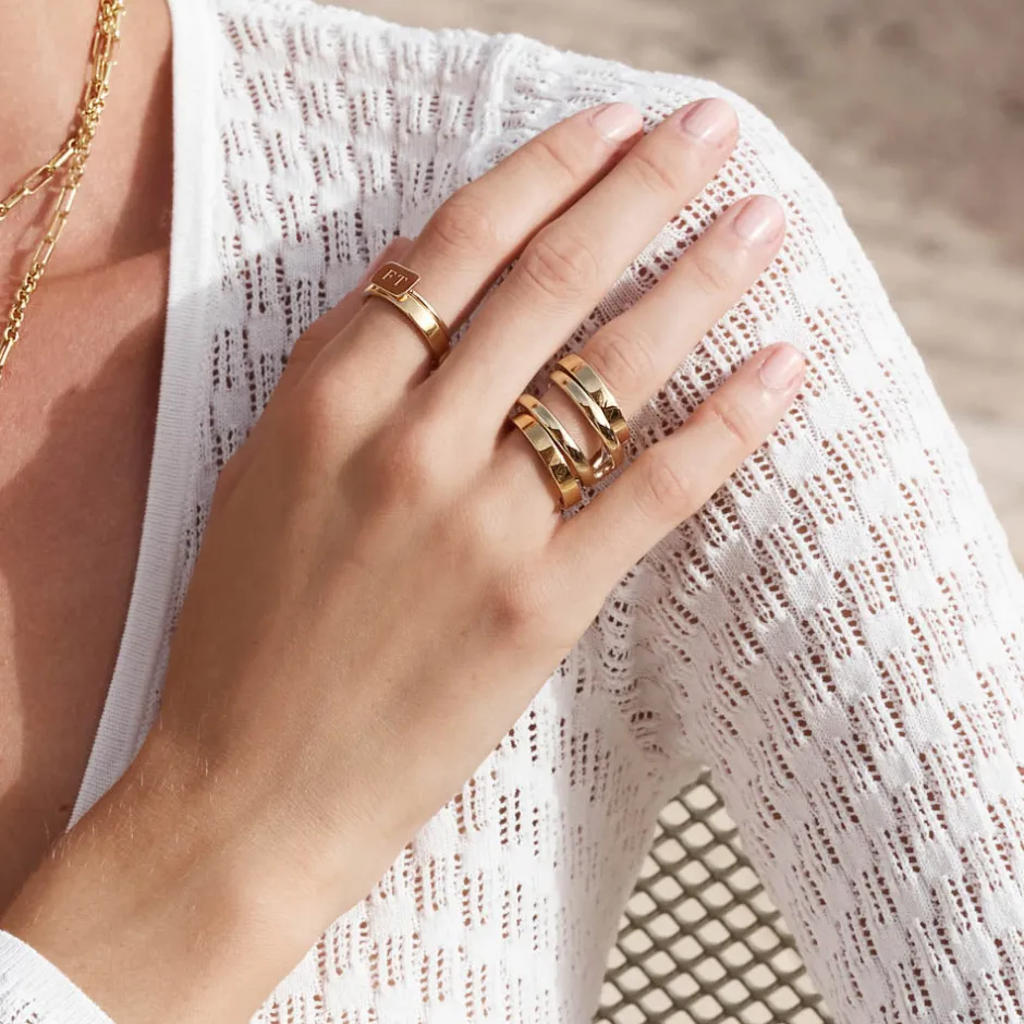 Online Slim Boyfriend Stacker Ring in Gold Gifts For Him | 18k Fine Gold Plated