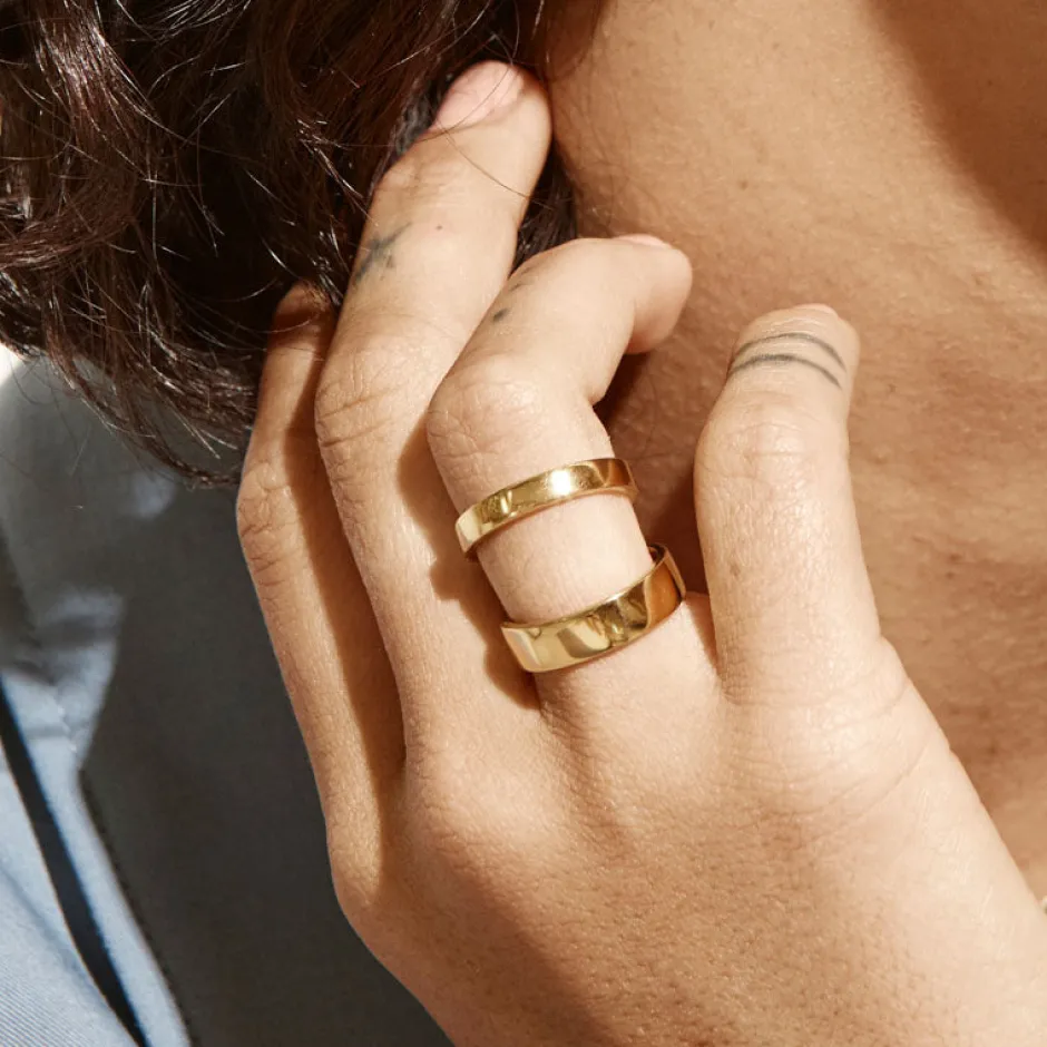 Online Slim Boyfriend Stacker Ring in Gold Gifts For Him | 18k Fine Gold Plated