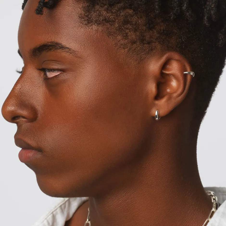 Hot Slim Curve Single Ear Cuff in Silver Gifts For Him | 925 Sterling Silver